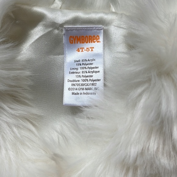 Gymboree Girls’ White Faux Fur Jacket Size 4-5 - Picture 7 of 9